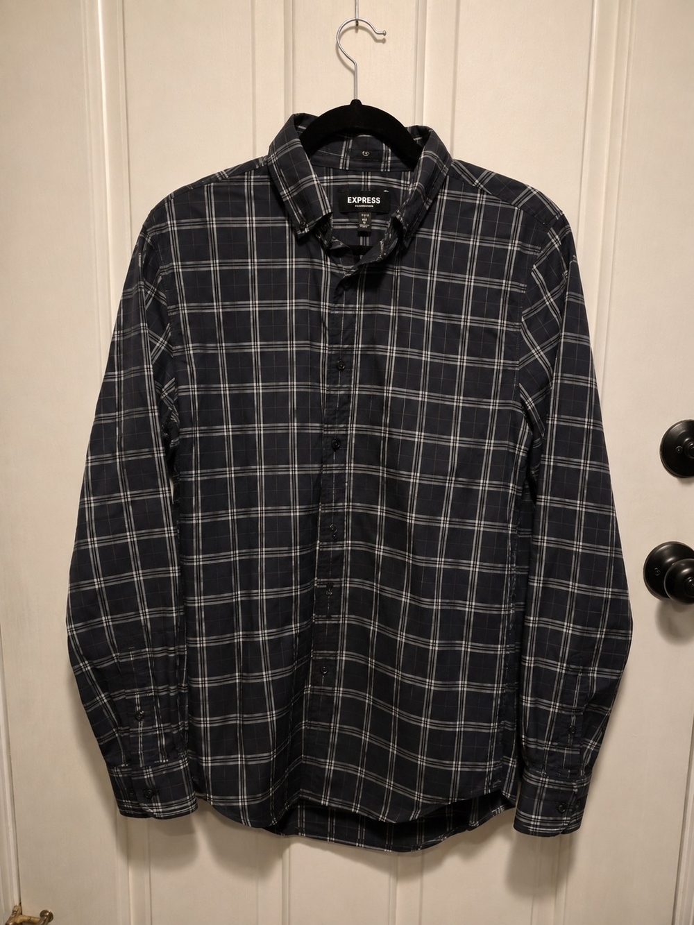 Express Performance Slim Fit Plaid Button Down Shirt Men’s M